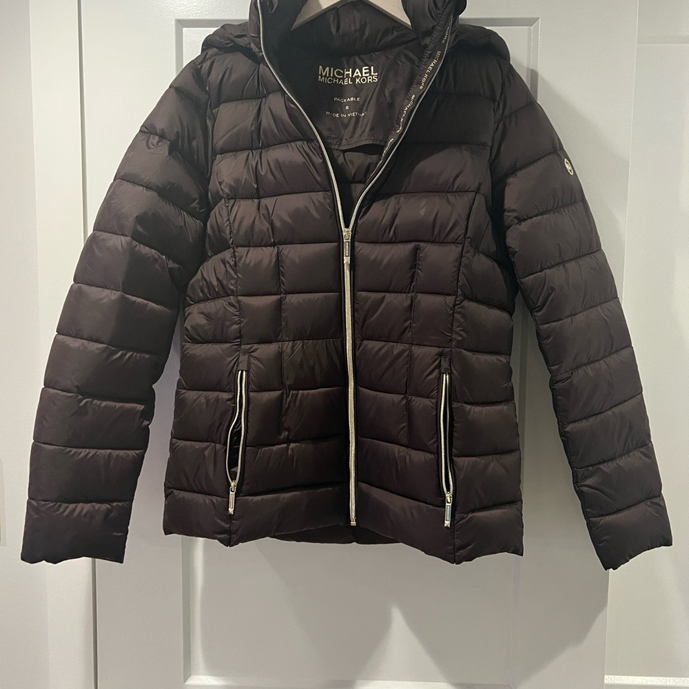 Brand new - Michael Kors Dark Brown puffer Jacket size S